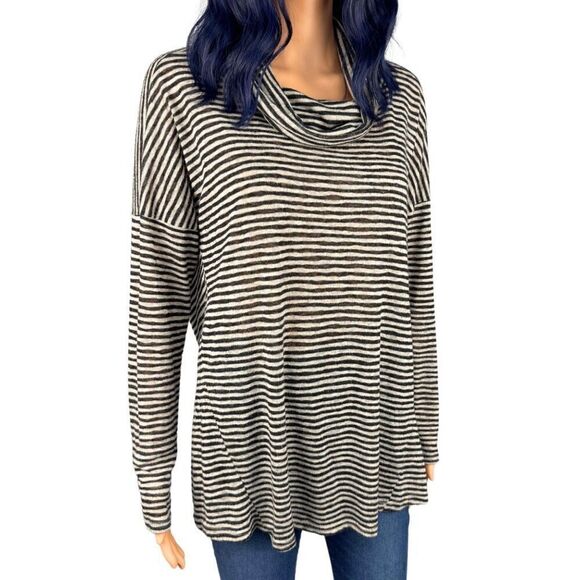 Anthropologie Sunday in Brooklyn Striped Knit Cowl Neck Tunic Top - Picture 6 of 7